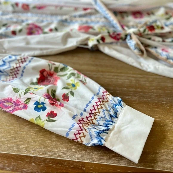 Jealous Tomato White Red Wrap Dress with Bishop Sleeves - Picture 4 of 6